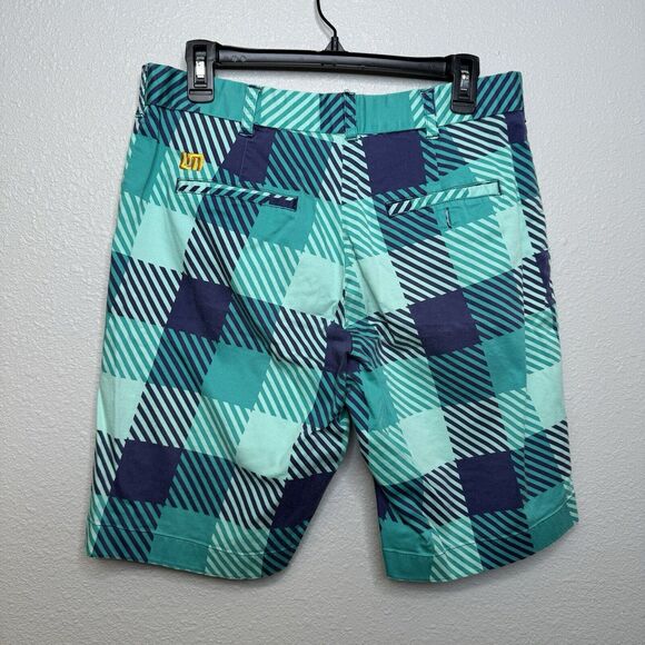 Loudmouth Golf Shorts Blue Turquoise Geometric Pattern Size 34 - Picture 2 of 4
